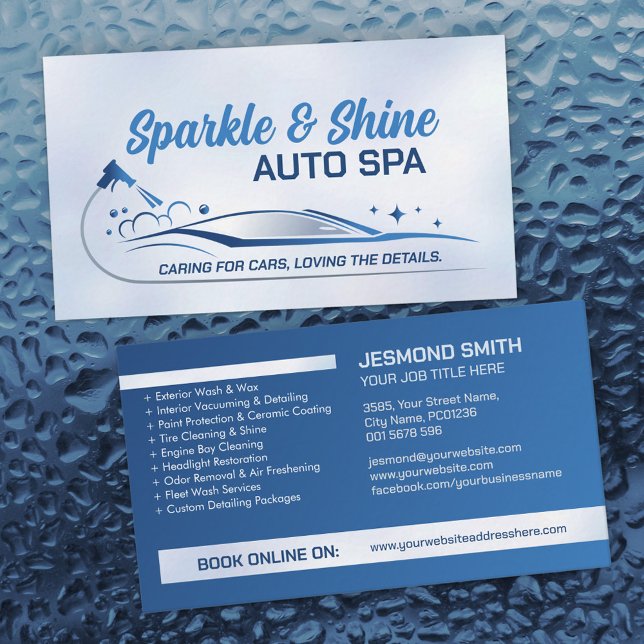 Car Wash and Detailing Professional Sleek Business Card (Creator Uploaded)