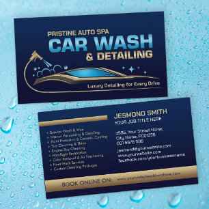 Car Wash and Detailing Professional Sleek Business Card