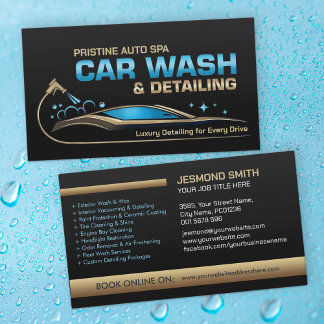 Car Wash and Detailing Professional Sleek Business Card
