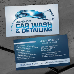Car Wash and Detailing Professional Sleek Business Card