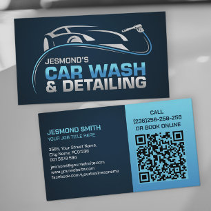 Car Wash and Detailing Professional Sleek Business Card
