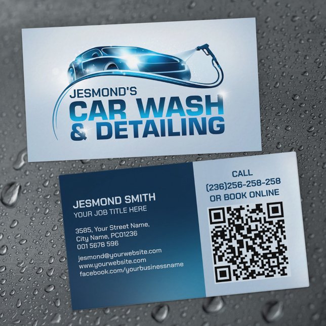 Car Wash and Detailing Professional Sleek Business Card (Creator Uploaded)
