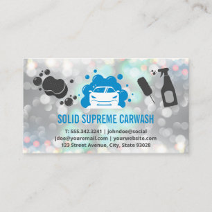 Car Wash   Auto and Bubbles   Bokeh Sparkle Business Card