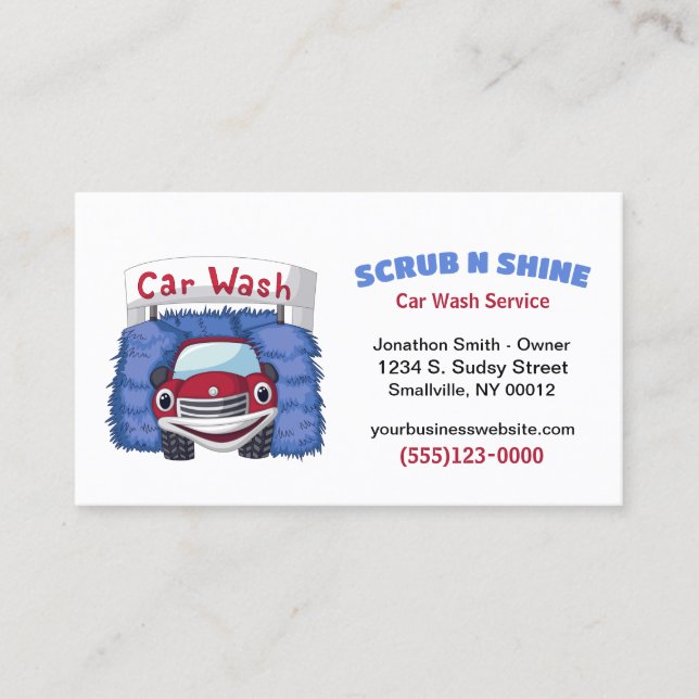 Car Wash Auto Detail Service Business Card (Front)