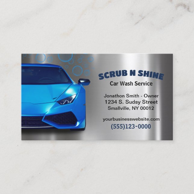 Car Wash Auto Detail Service Business Card (Front)