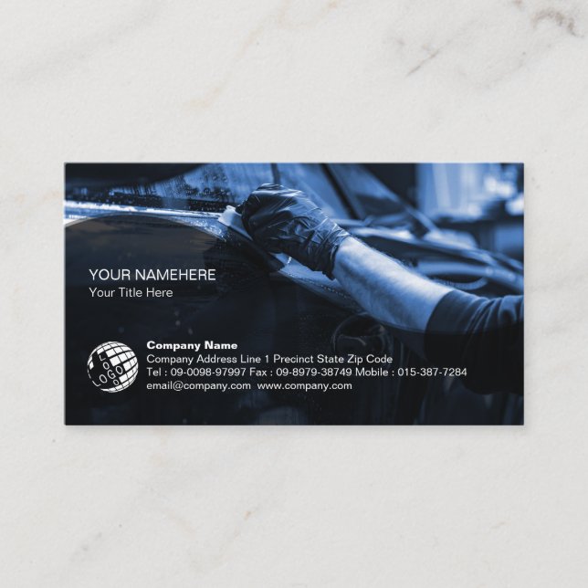 Car Wash Auto Detailing Business Card (Front)