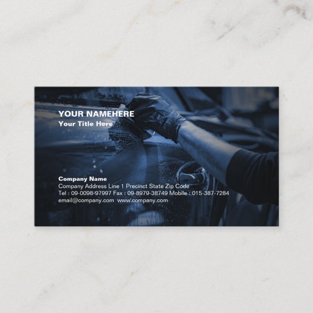 Car Wash Auto Detailing Business Card (Front)