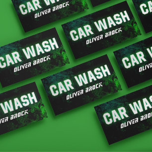 Car Wash & Auto Detailing Green Neon Business Card