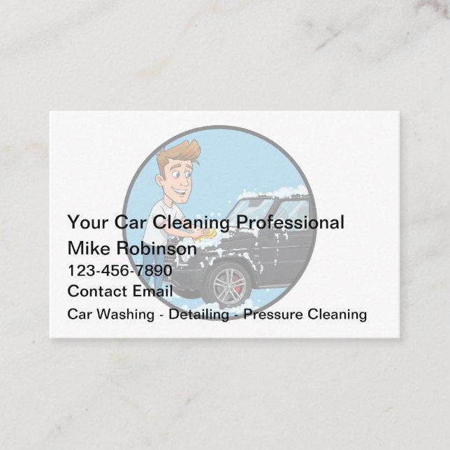 Car Wash Automotive Detailing Business Cards New (Front)