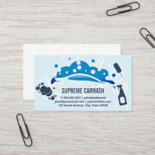 Car Wash Bubbles Logo Cleaning Tools Business Card