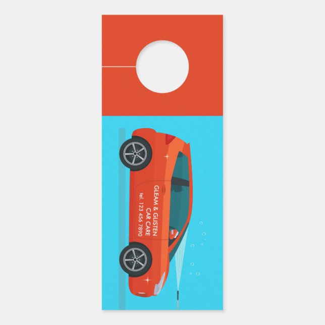 Car Wash Business Card Door Hanger (Front)