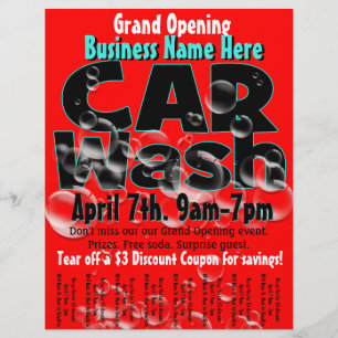 Car Wash. Carwash. Customisable advertising flyer