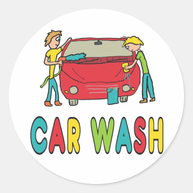 Car Wash Classic Round Sticker (Front)