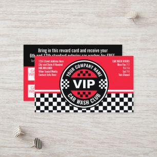 Car Wash Club - Racing Chequered Flag Rewards Discount Card