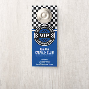 Car Wash Club - Racing Chequered Flag Rewards Door Hanger