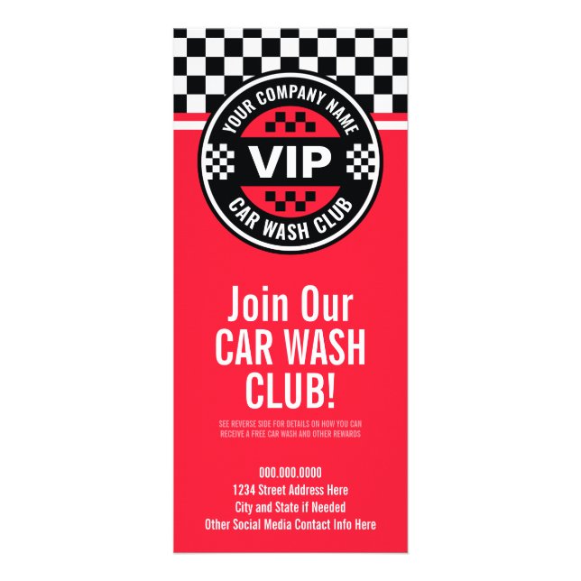 Car Wash Club - Racing Chequered Flag Rewards Rack Card (Front)