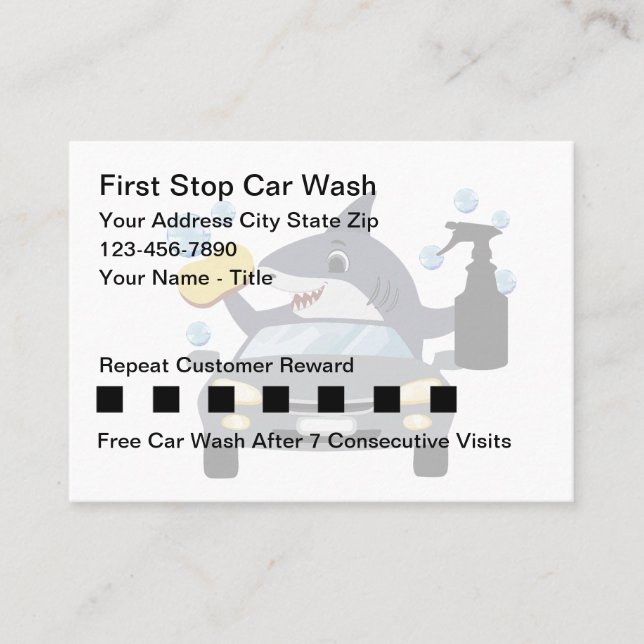 Car Wash Customer Rewards Theme Business Cards (Front)
