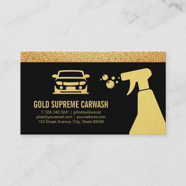 Car Wash Detailing | Auto Detailing | Gold Circles Business Card (Front)