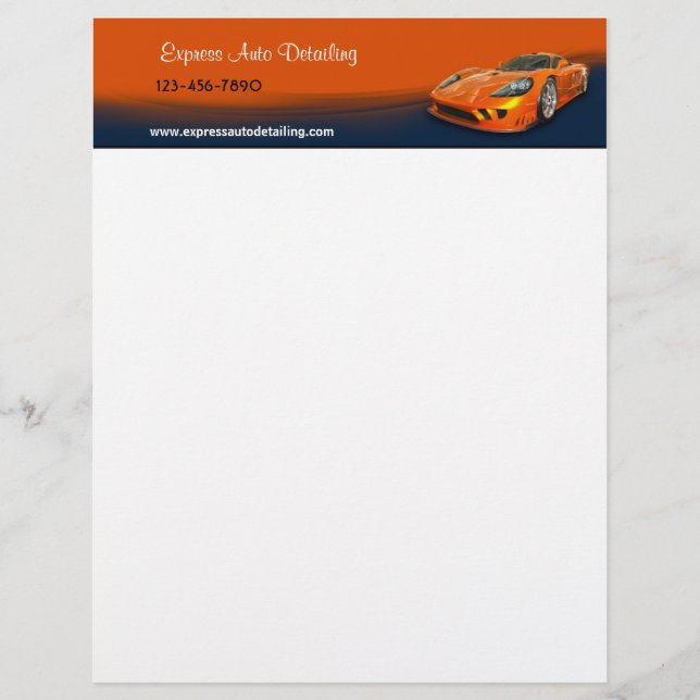Car Wash Detailing Letterhead Design (Front)