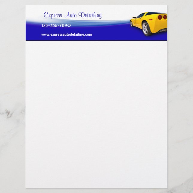 Car Wash Detailing Letterhead Design (Front)