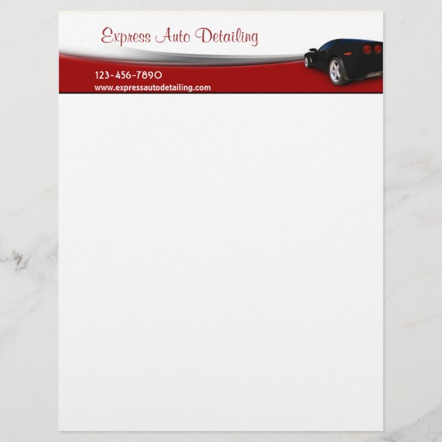 Car Wash Detailing Letterhead Template (Front)