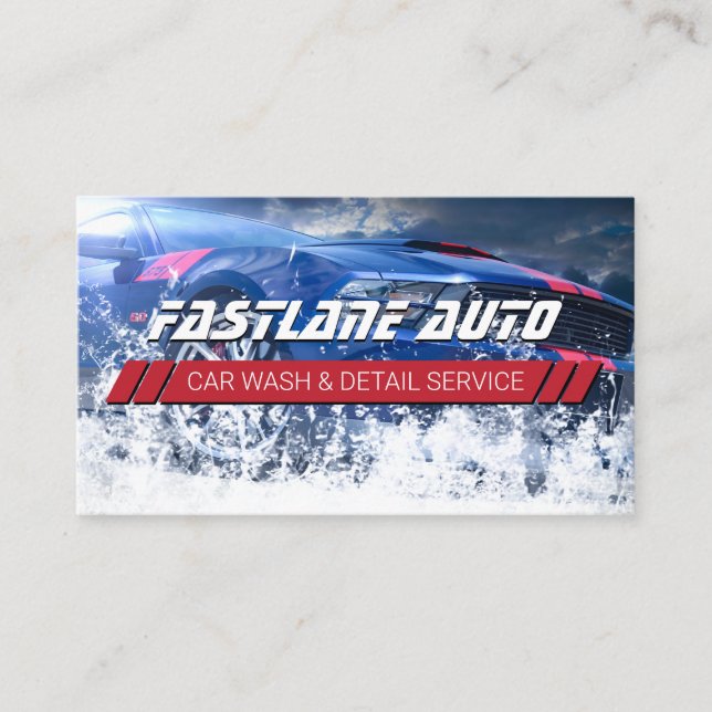 Car Wash & Detailing Service Business Card (Front)