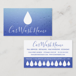 CAR WASH liquid drops loyalty punch card