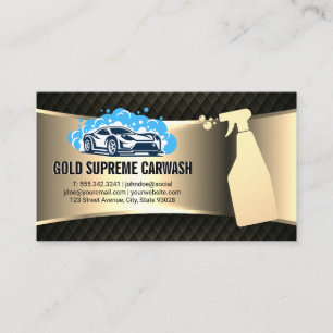 Car Wash Logo Cleaning Service Gold Metallic Business Card