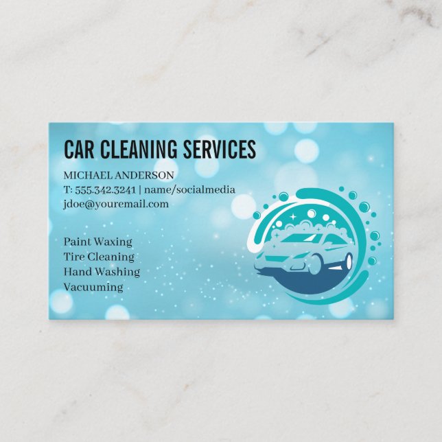 Car Wash Logo | Cleaning Services Business Card (Front)