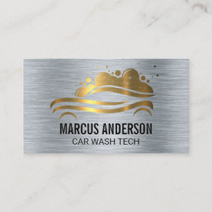 Car Wash Logo   Metallic Business Card