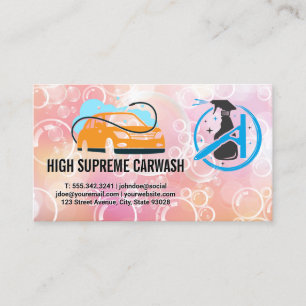 Car Wash Logo   Spray   Soap Bubbles Business Card