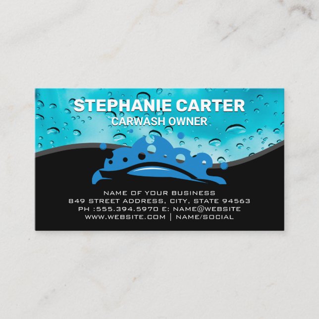 Car Wash Logo | Water Beads Business Card (Front)