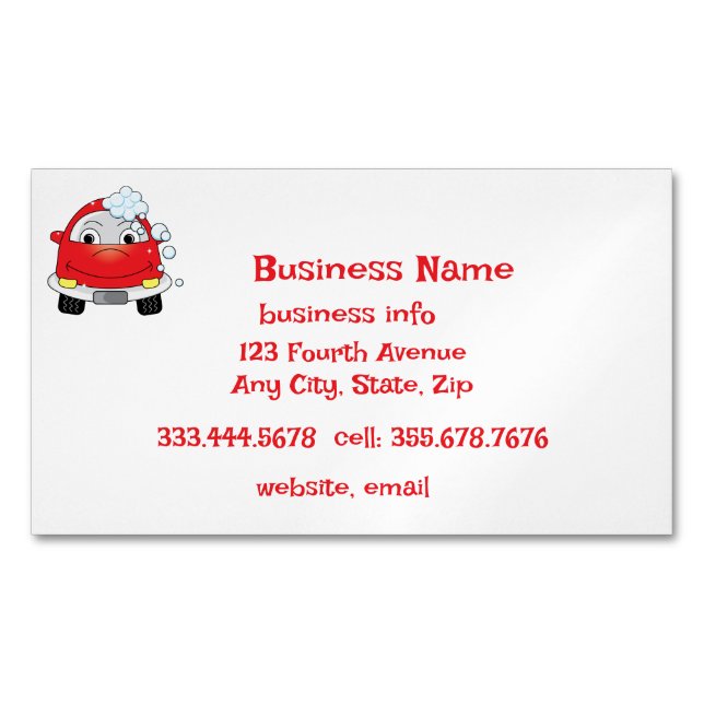 Car Wash Mobile Detailers Vehicle Cleaning Service Magnetic Business Card (Front)