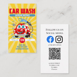 Car Wash motor sales valet service Business Card