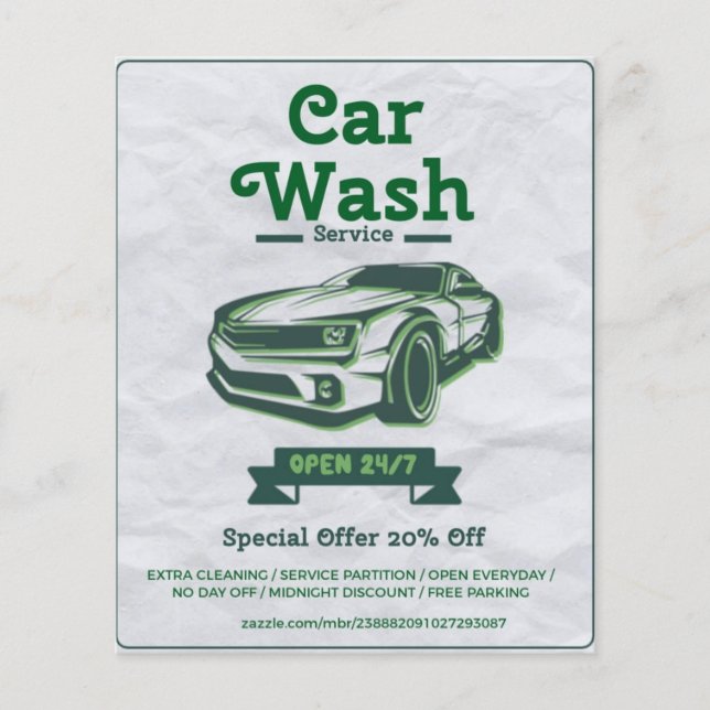 Car wash offer 24/7 flyer (Front)