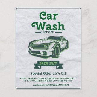 Car wash offer 24/7 flyer