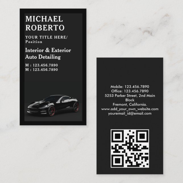 Car Wash Professional Auto Detailing Automotive Business Card (Front/Back)