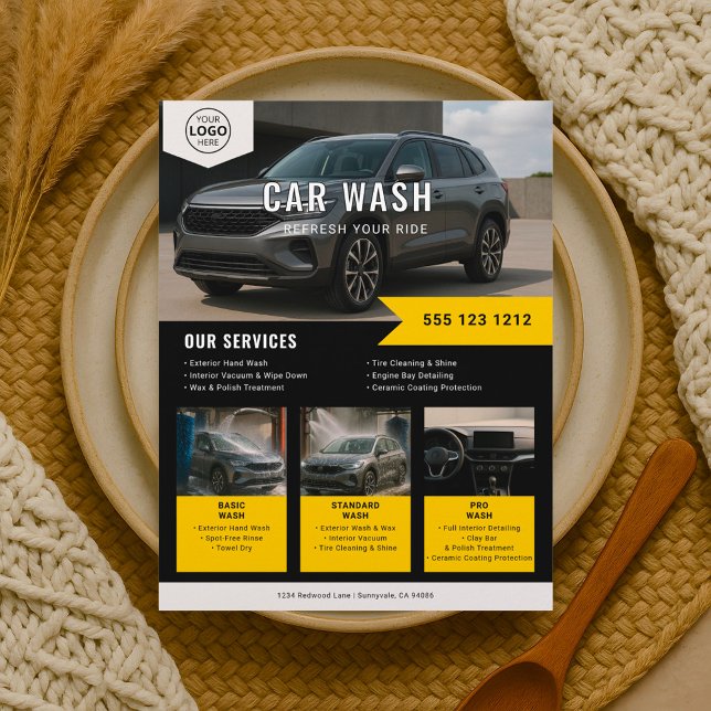 Car Wash Rental Business Black Yellow Flyer (Creator Uploaded)