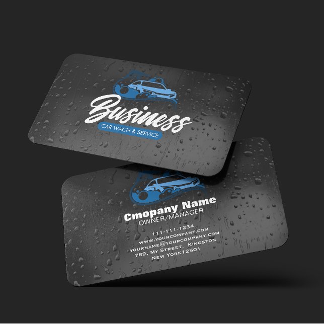 Car Wash & service Auto Detailing Water Drop Business Card (Creator Uploaded)