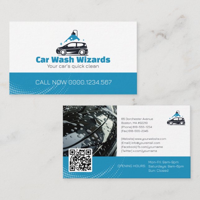 Car Wash Services | Professional Business Card (Front/Back)