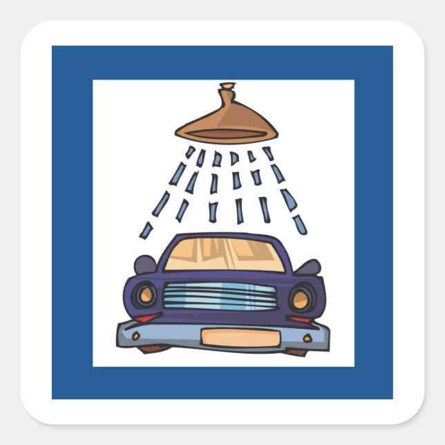Car Wash Sign Square Sticker (Front)
