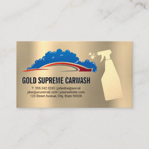 Car Wash Soap Bubbles Gold Metallic Business Card