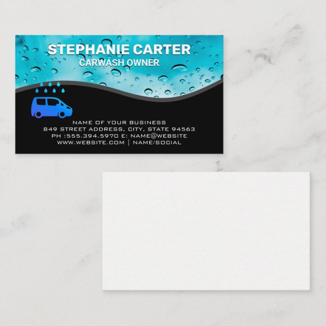 Car Wash Water Beads Business Card (Front/Back)