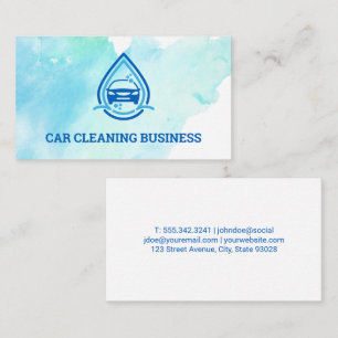 Car Wash Water Logo Watercolor Background Business Card