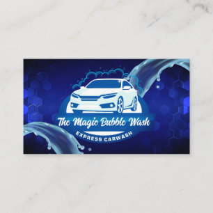 Car Wash Water Splash and Bubbles Business Card