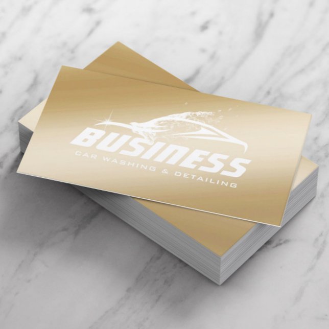Car Washing Auto Detailing Automotive Gold Business Card (Creator Uploaded)