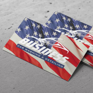 Car Washing Auto Detailing Automotive US Flag Business Card
