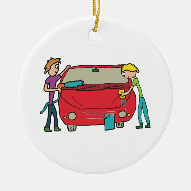 Car Washing Ceramic Tree Decoration (Front)
