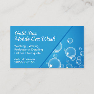 Car Washing Detailing Blue Water Bubble Business Card