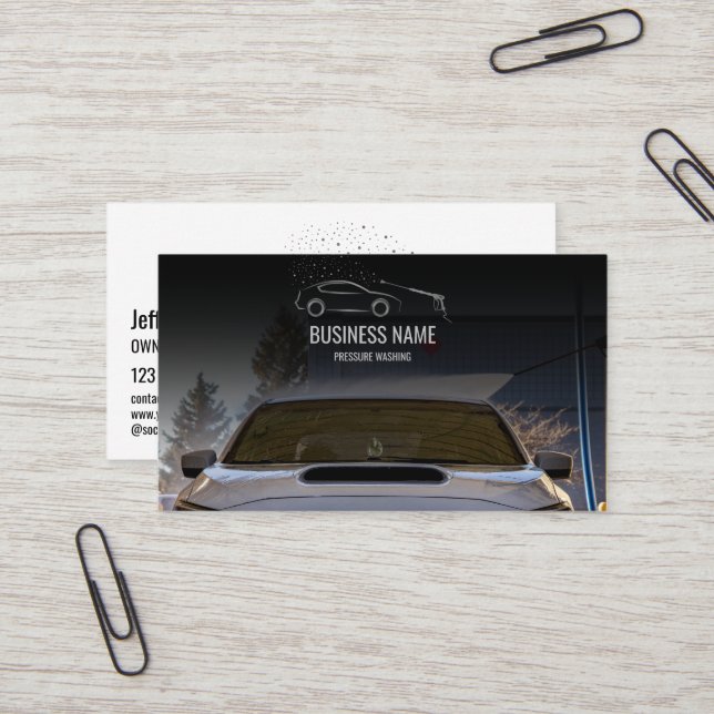 Car Washing Detailing Cleaning Vehicle  Business Card (Front/Back In Situ)